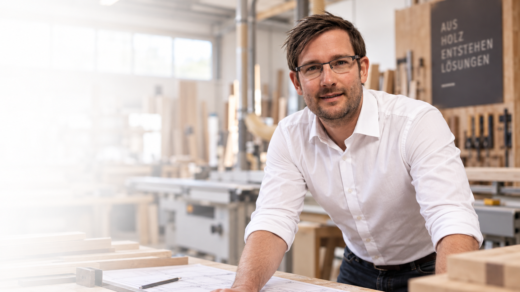 Fachkraft für Arbeitssicherheit in einer Holzwerkstatt bei der Beratung zu Arbeitsschutz und Arbeitssicherheit